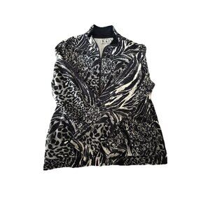 Keren Hart Vintage Women's Lightweight Black Floral Quilted Jacket Size Medium